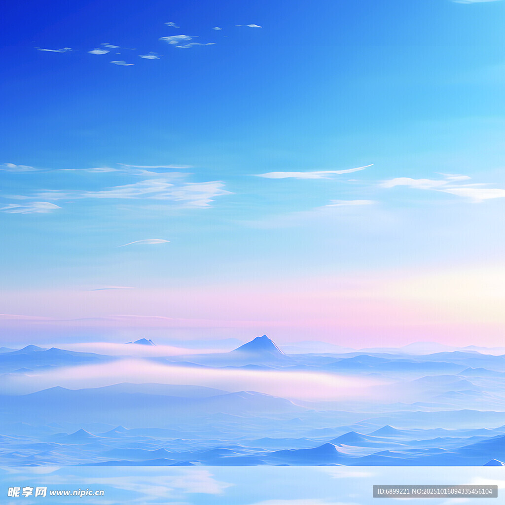 梦幻蓝粉渐变的天空风景