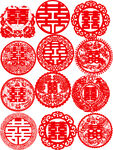 喜庆中式双喜剪纸图案