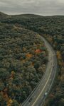 蜿蜒公路穿行多彩山林