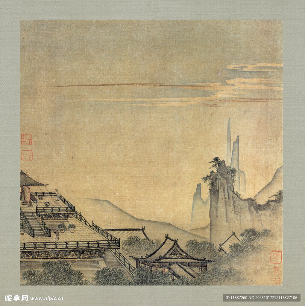 水墨山水古建筑图景