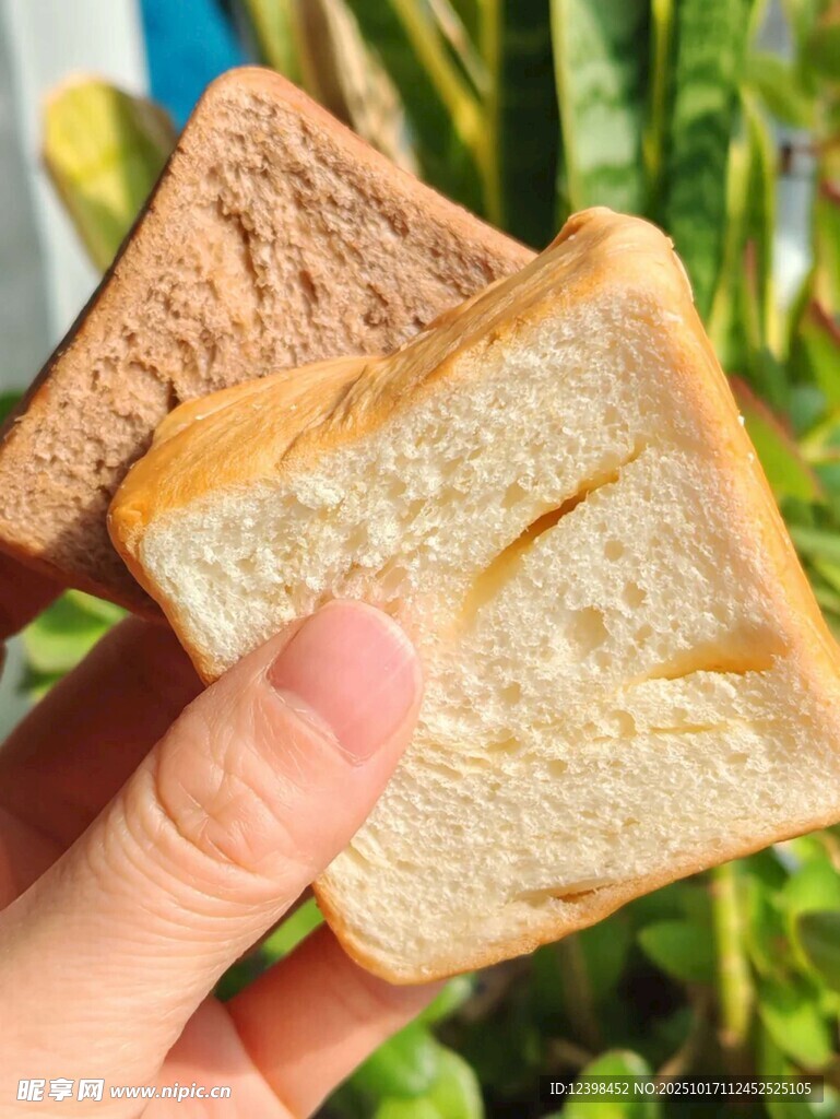 手拿美味切片面包