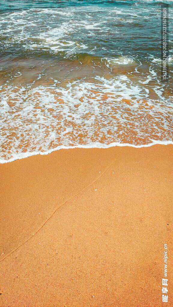 金色沙滩与海浪的邂逅
