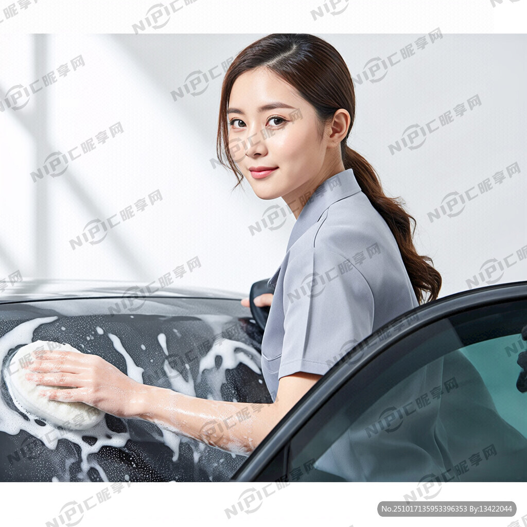 美女洗车