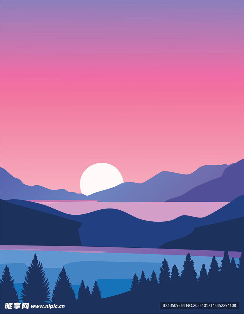 日落插图