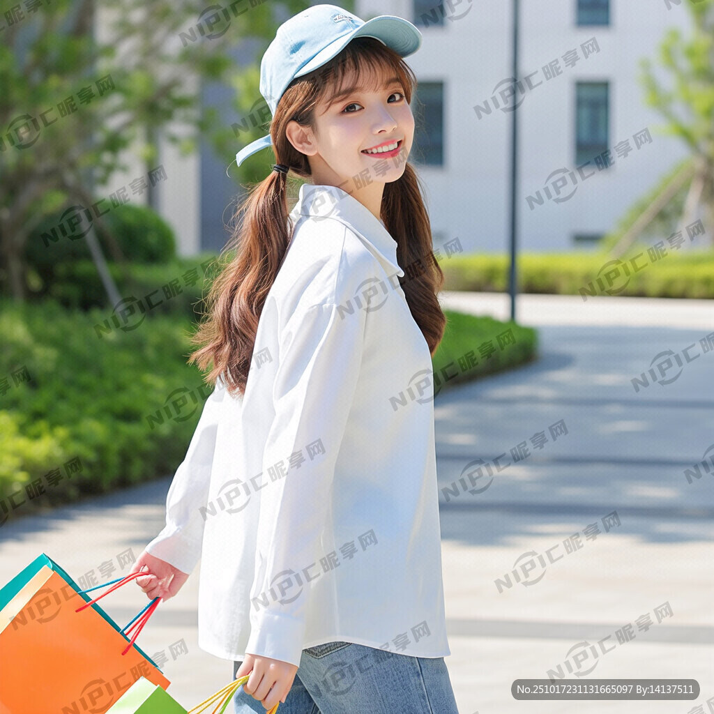 帮我画一个现代风的少女 