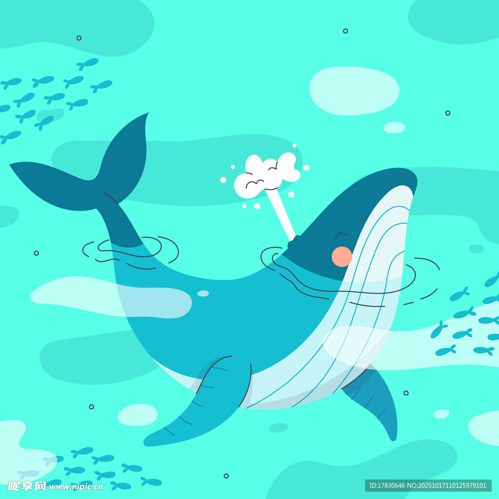 海中鲸鱼与梦幻泡泡