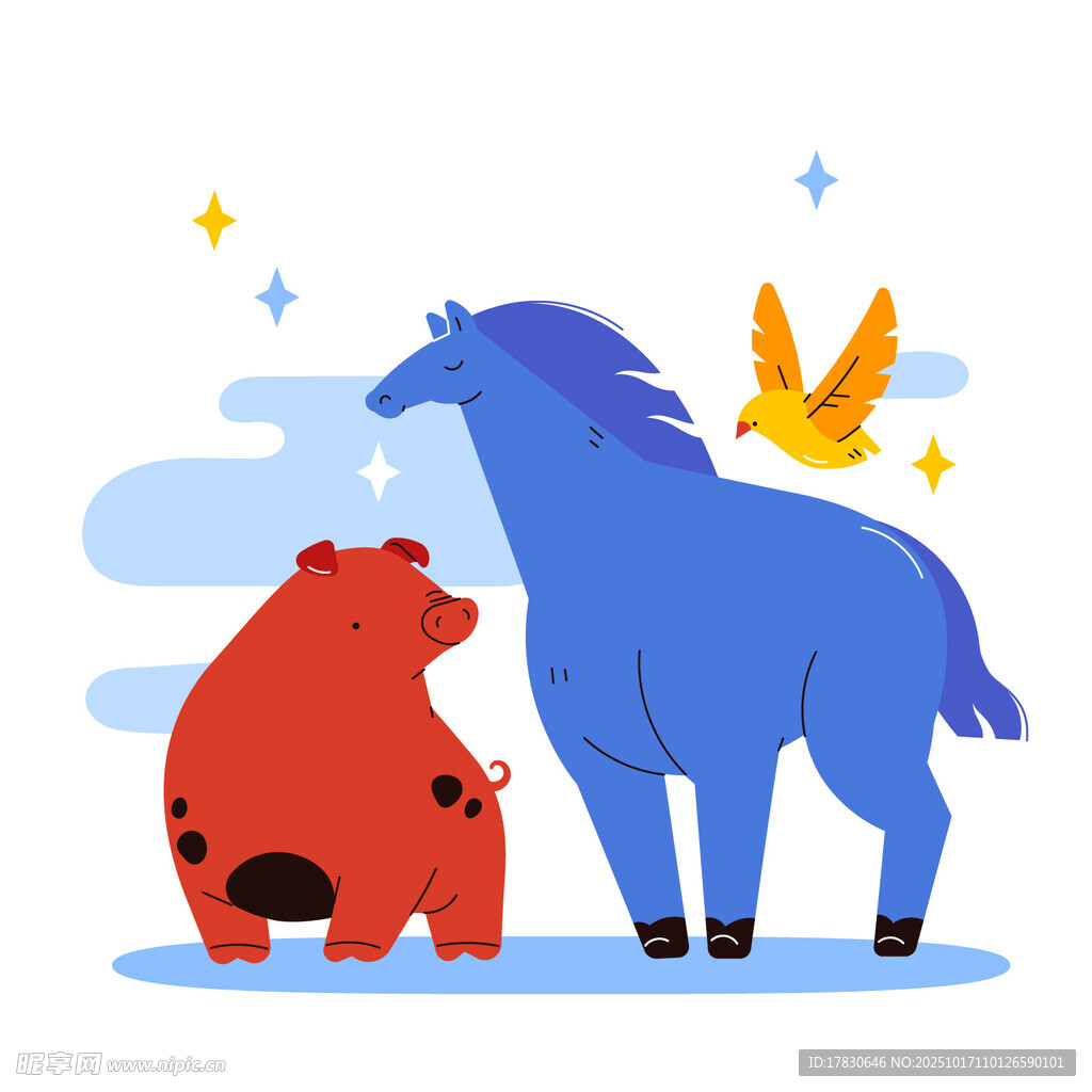 熊与马的温馨共处画面
