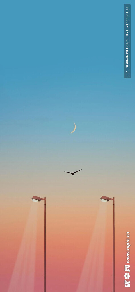 夕阳下的风力发电机景观
