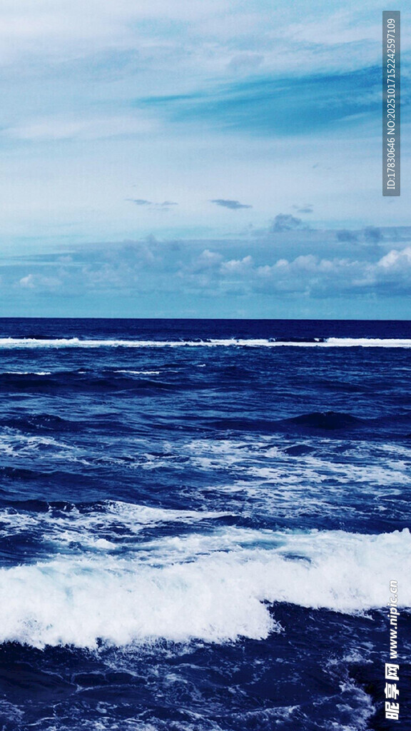 蓝色海洋海浪风景图