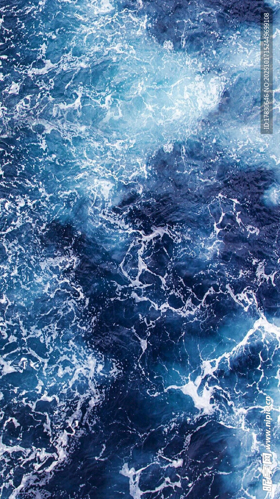 蓝色海洋水波纹理画面