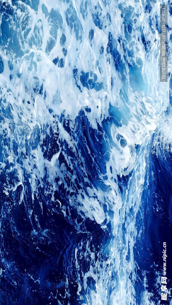 蓝色抽象水波纹理画面