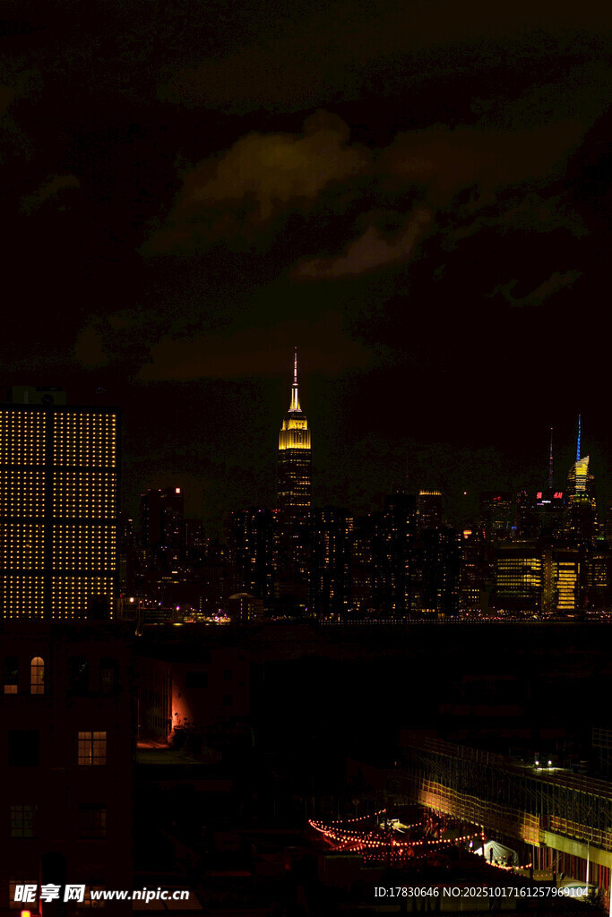 城市璀璨夜景俯瞰图