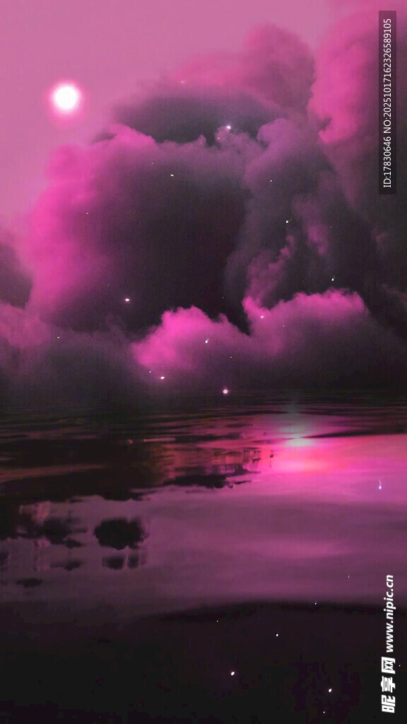 梦幻紫调夜空下的静谧湖景