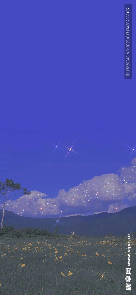 草原蓝天远景风景图