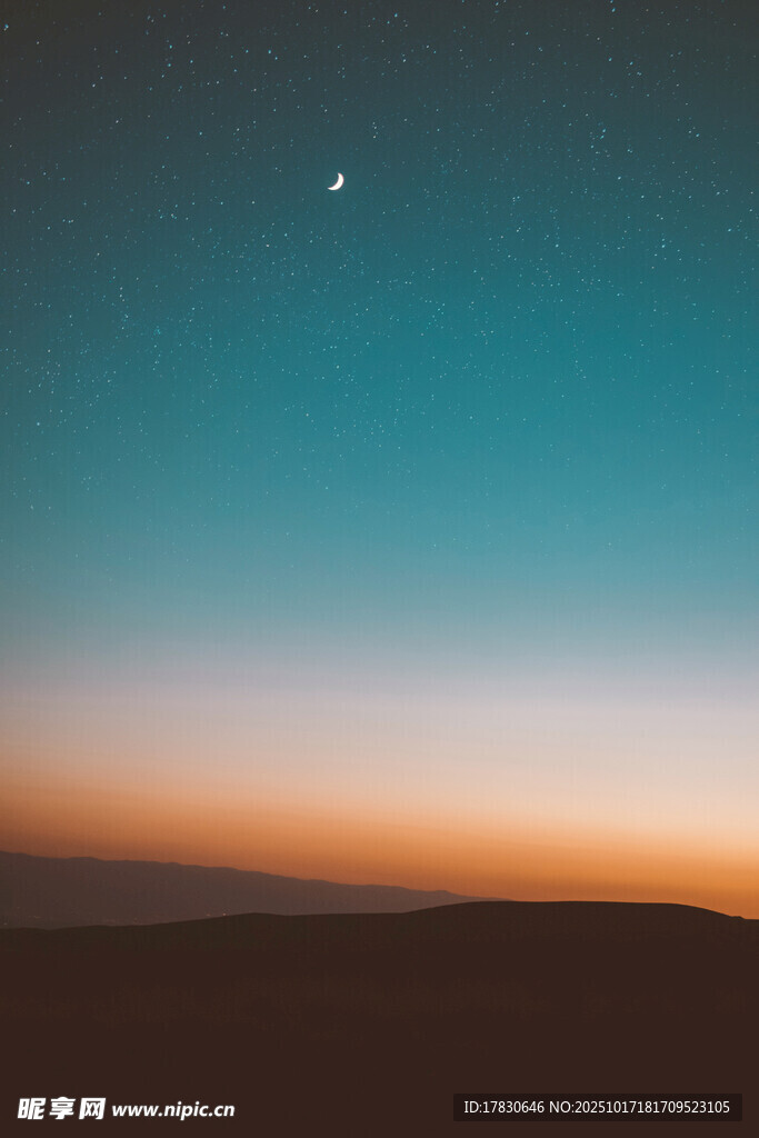 黄昏天际的孤星美景