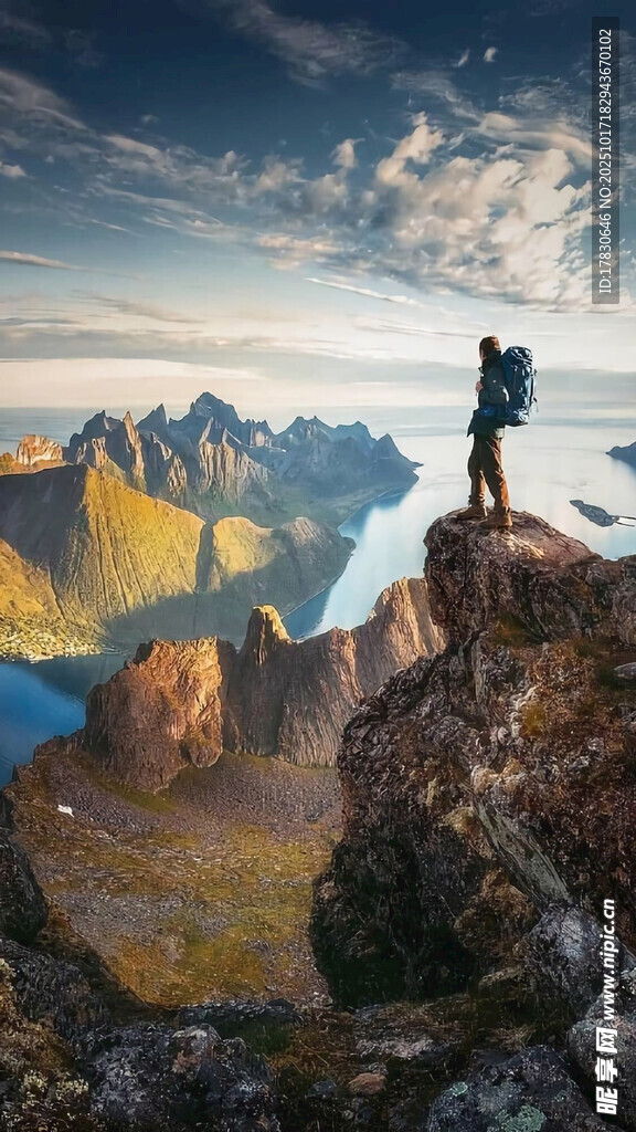 悬崖上的孤独旅行者