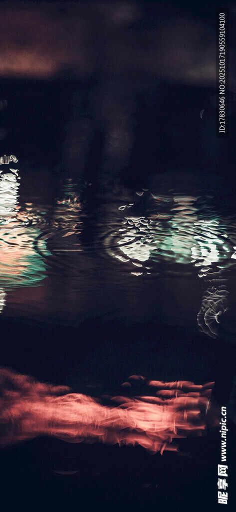 城市雨夜倒影朦胧美景