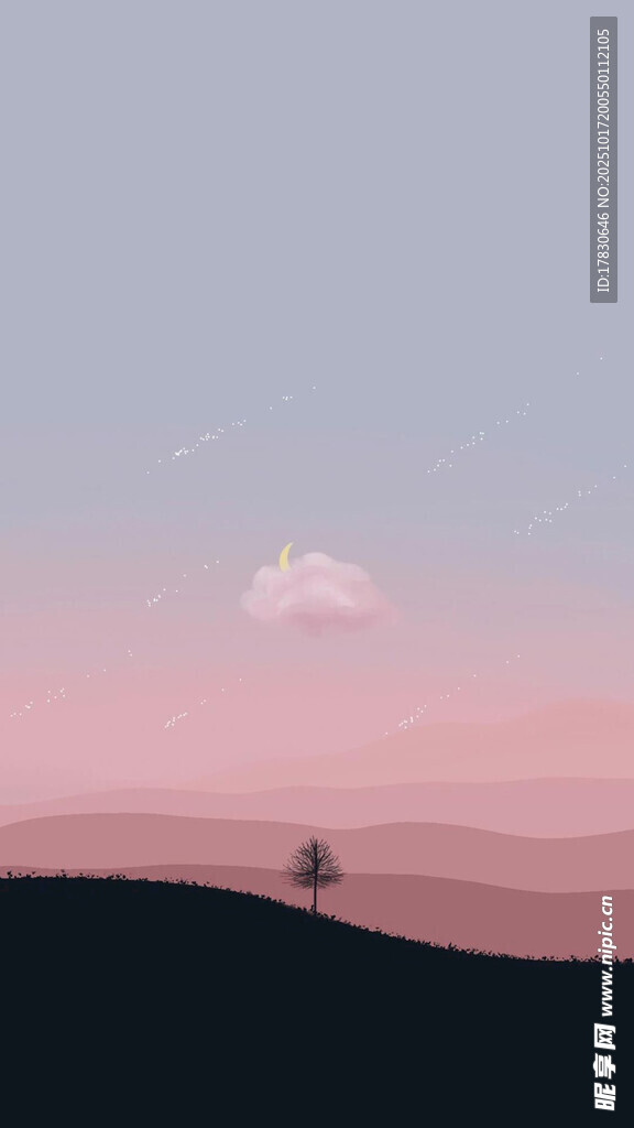 黄昏远山孤景