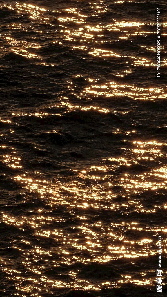 金色波光粼粼的海面