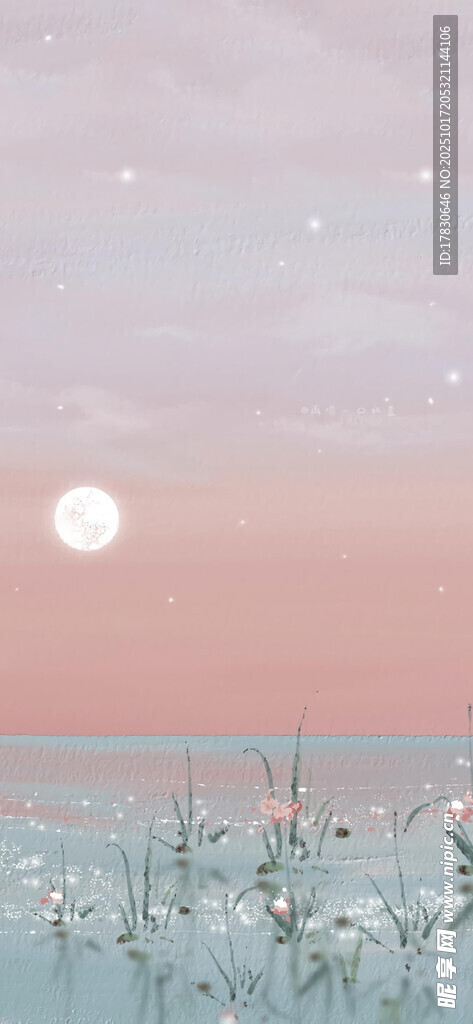 夕阳下的芦苇与明月