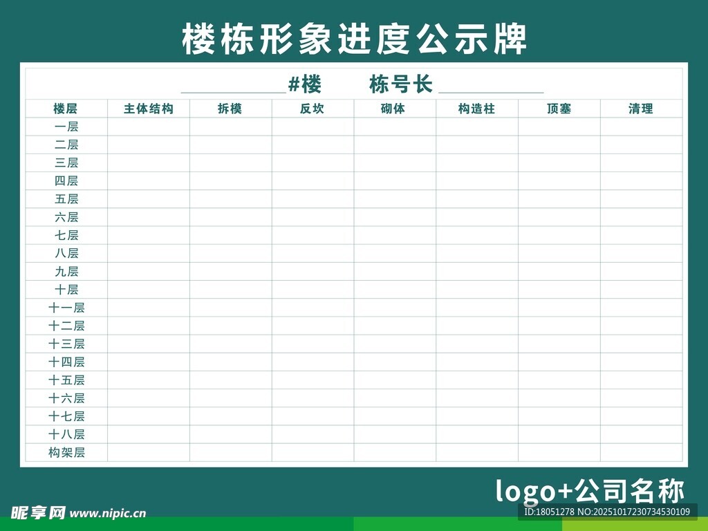 楼栋形象进度公示牌