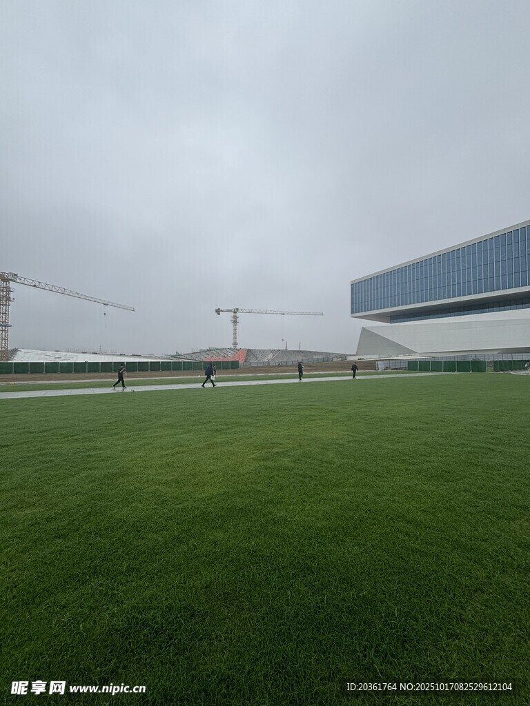 户外绿茵场地与建筑景观
