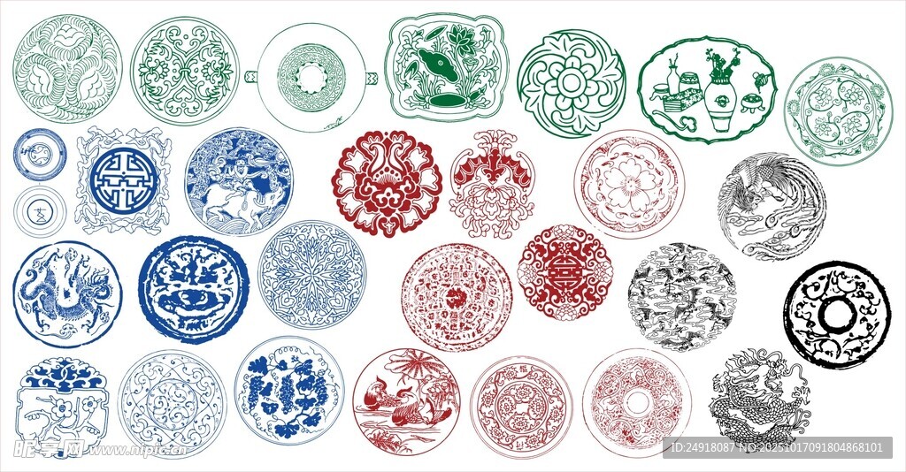 圆形花边 边框 传统图案 花纹