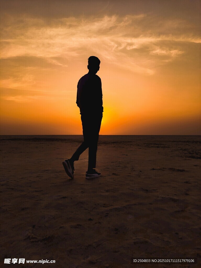 夕阳下的独行者