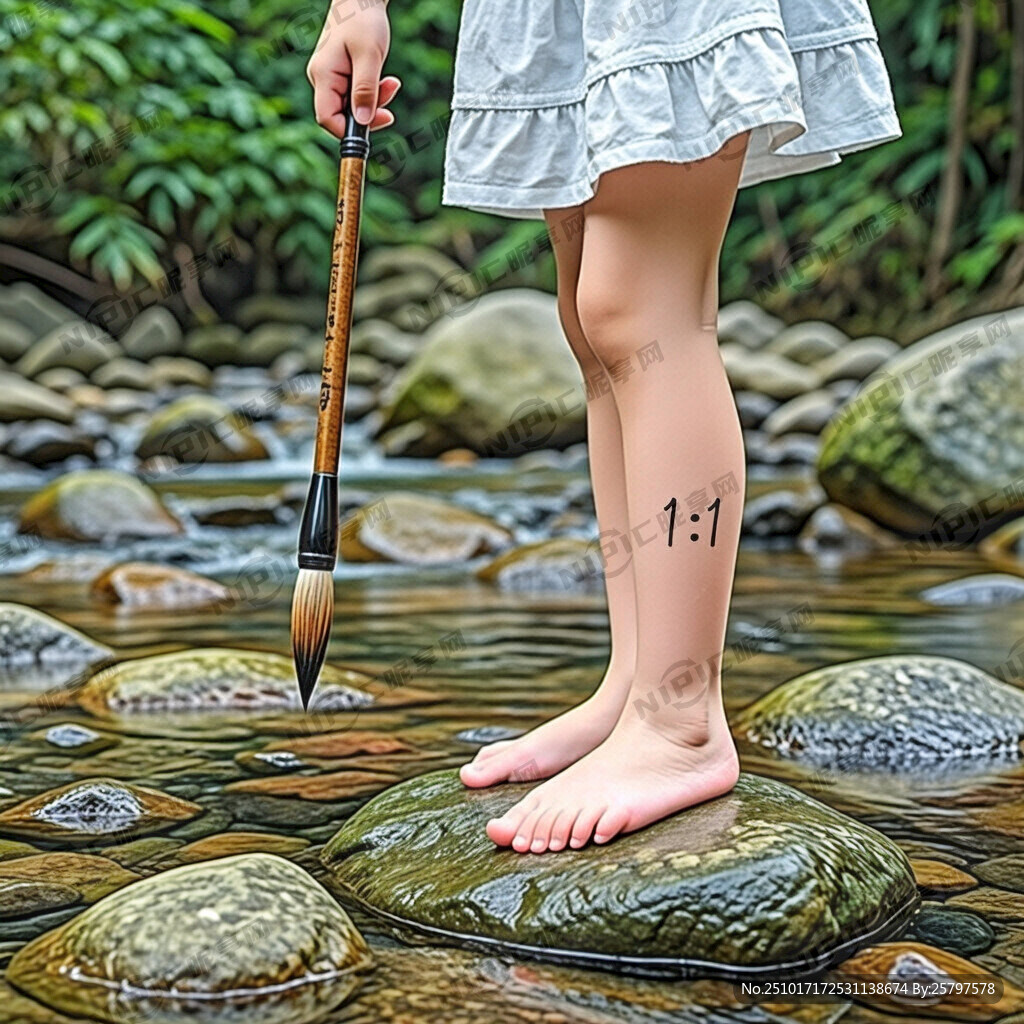 写实的小女孩 光着脚丫