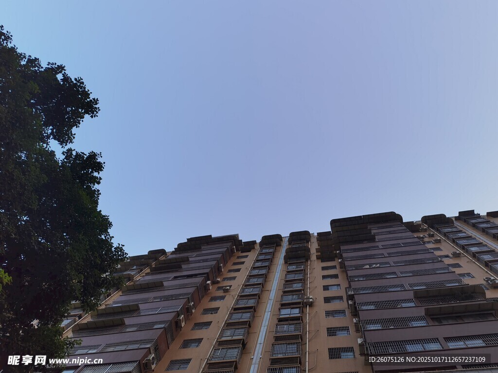高层住宅楼仰视景象