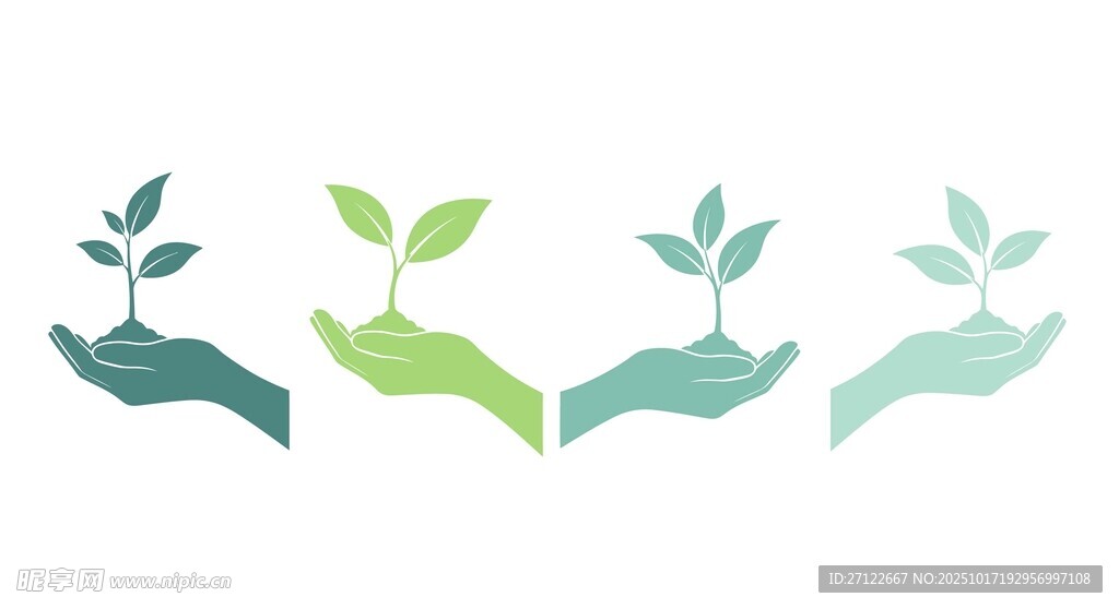 手护绿植图案