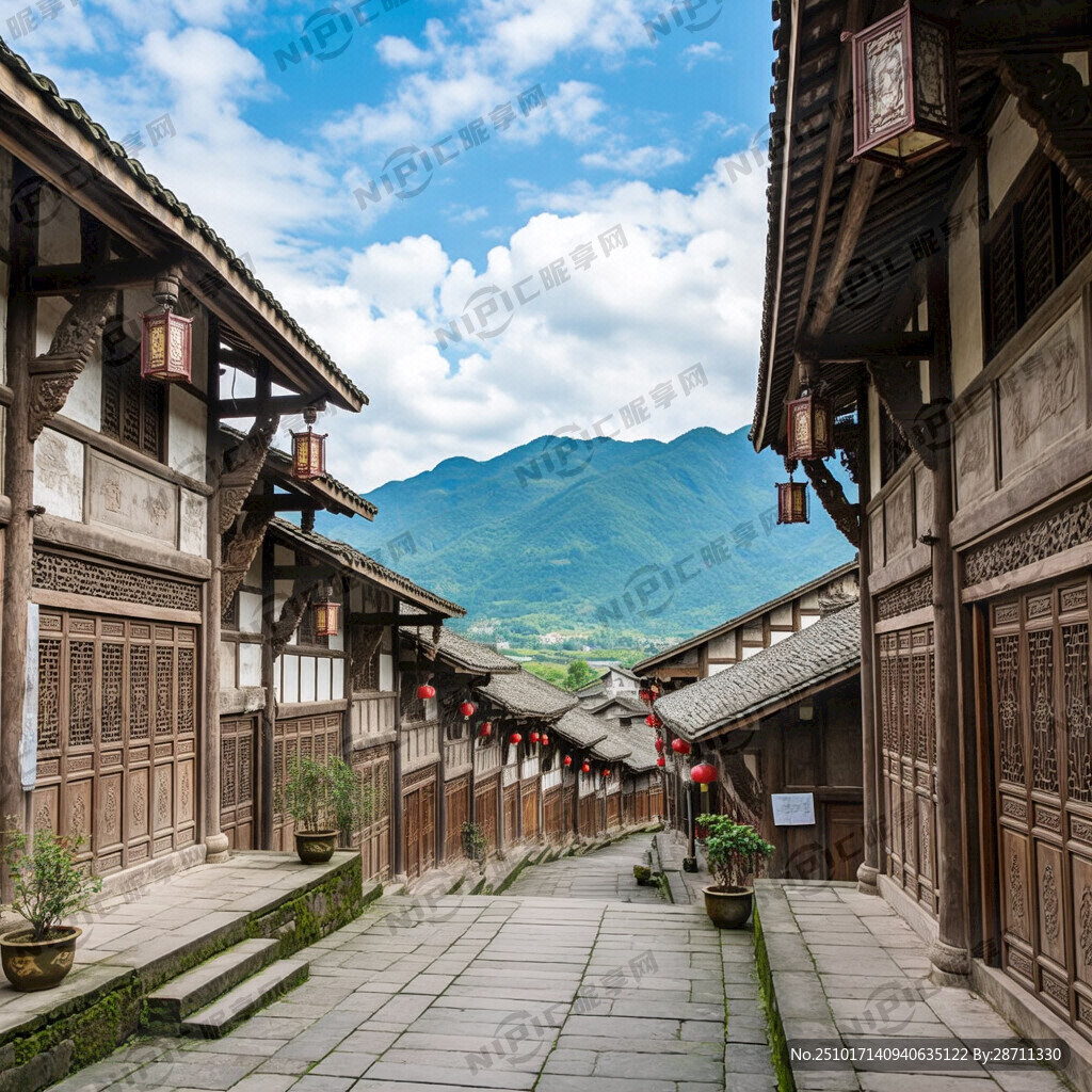 武胜岩口古镇图