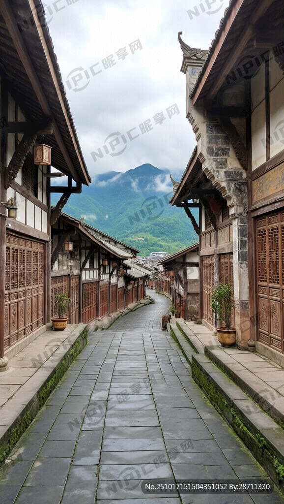 武胜岩口古镇图