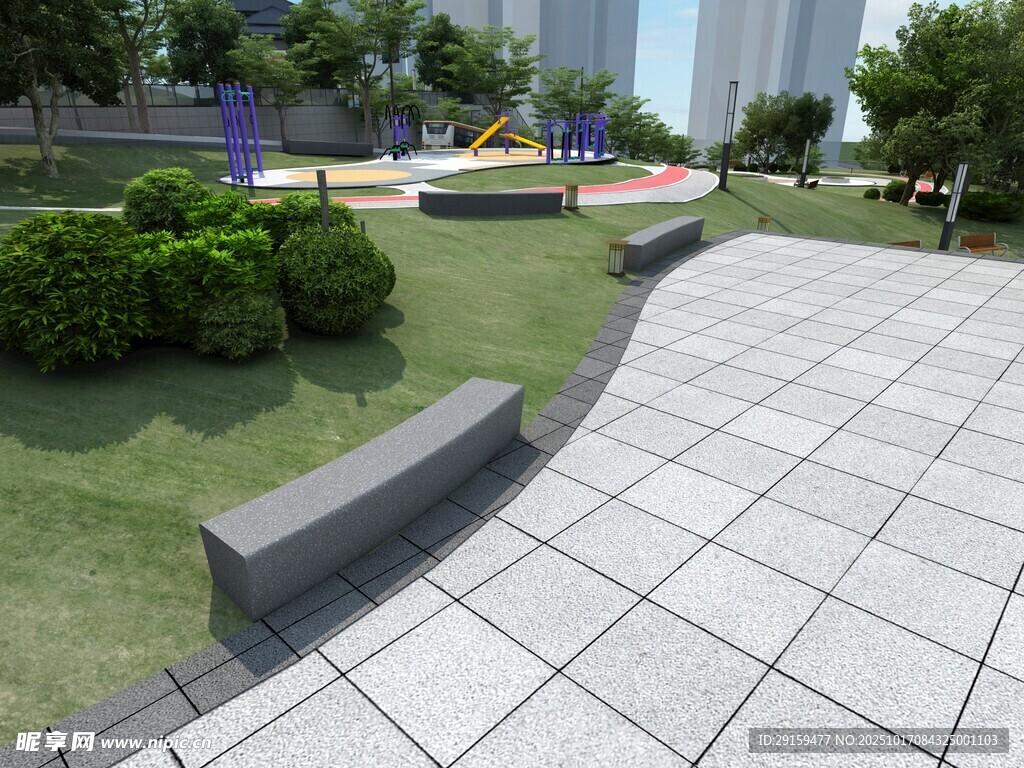 现代城市公园景观一角