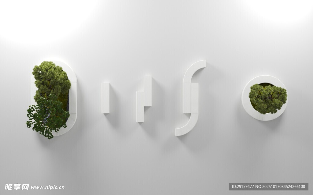 绿植与简约字母装饰摆件