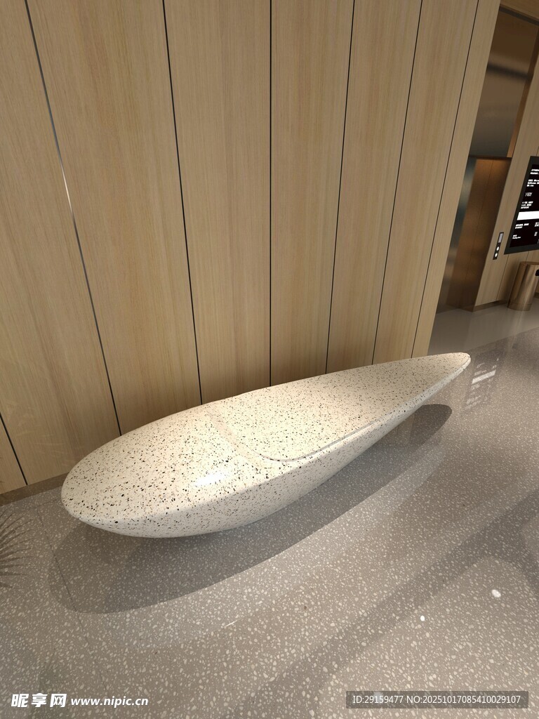 现代简约风格白色弧形坐凳