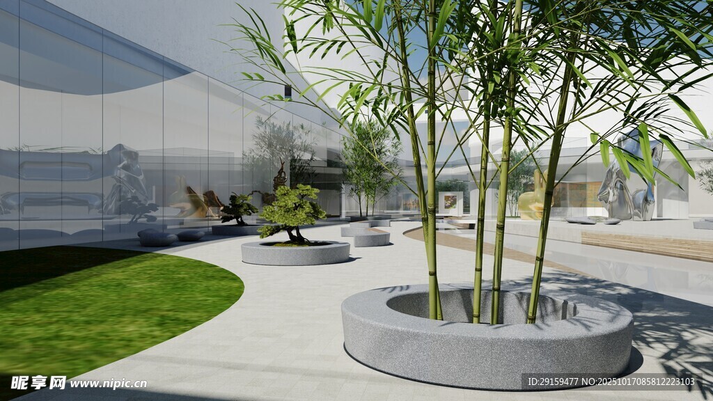 现代庭院景观中的绿植装饰