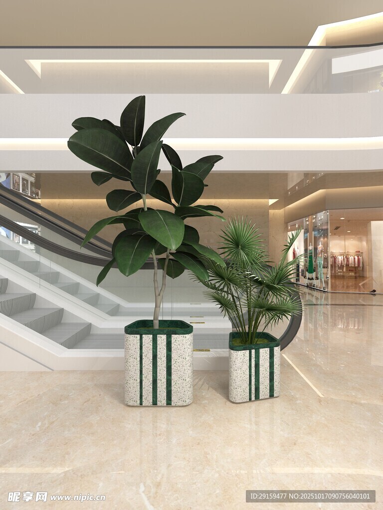 大厅中的绿植装饰景观