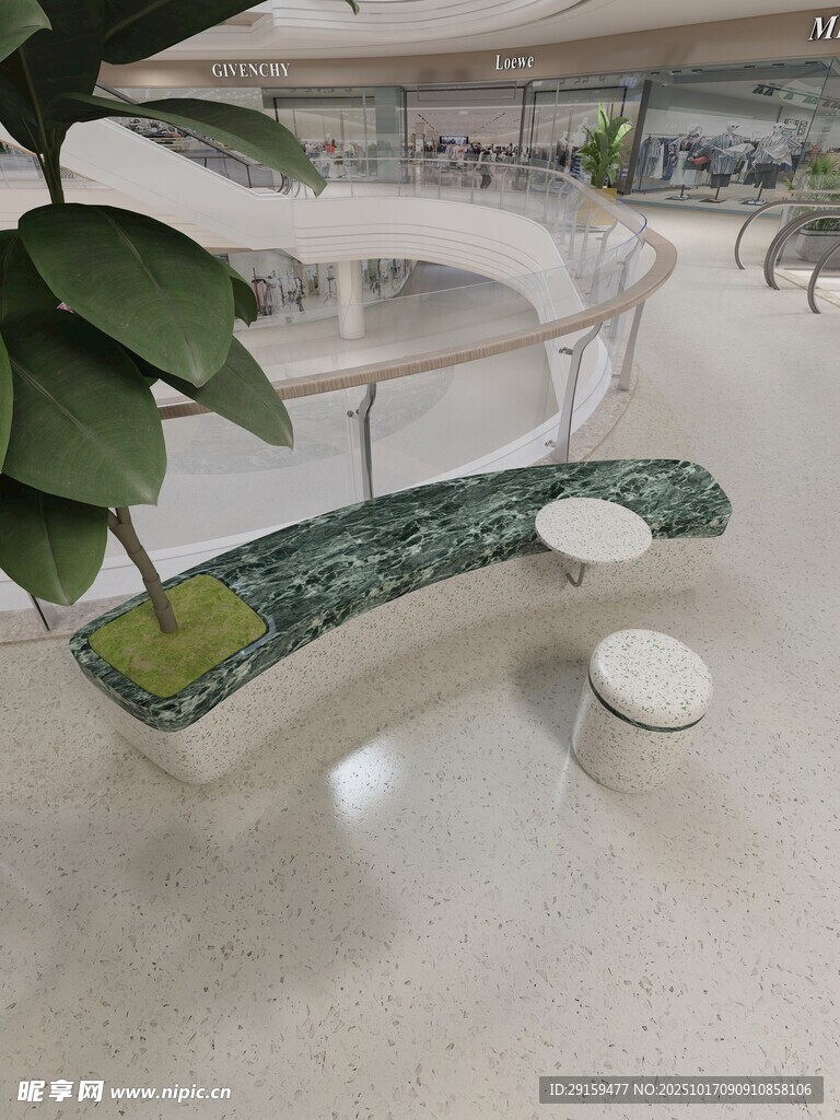 现代风格户外绿植长椅