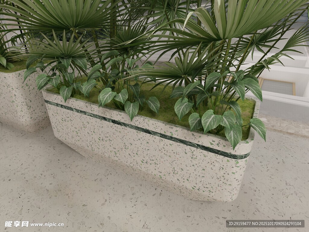 户外石制花盆绿植景观