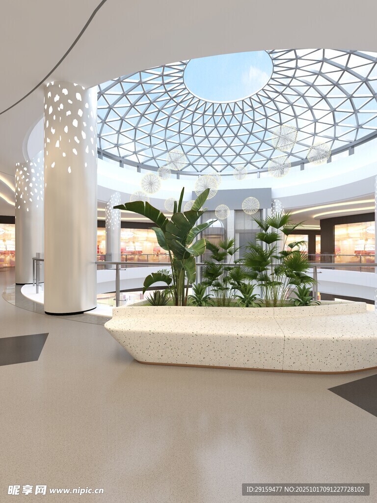 现代商场室内绿植景观区