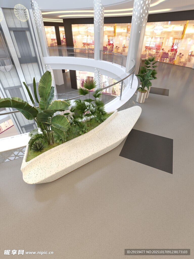 室内弧形绿植装饰景观