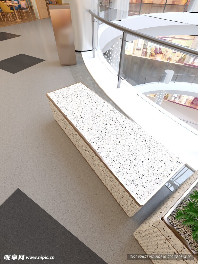现代简约风室内长椅展示