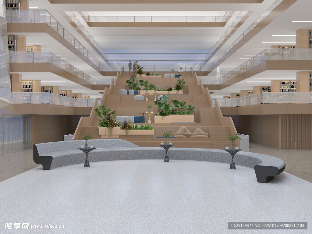现代多层室内绿植景观空间