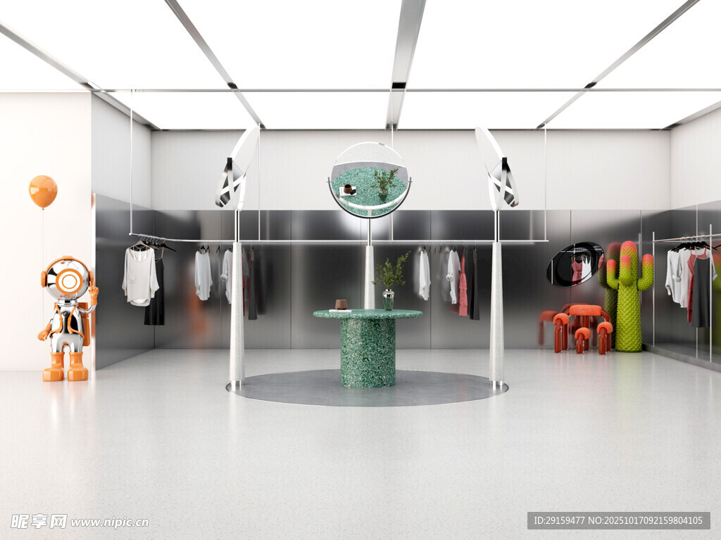 时尚服装店内部陈列展示