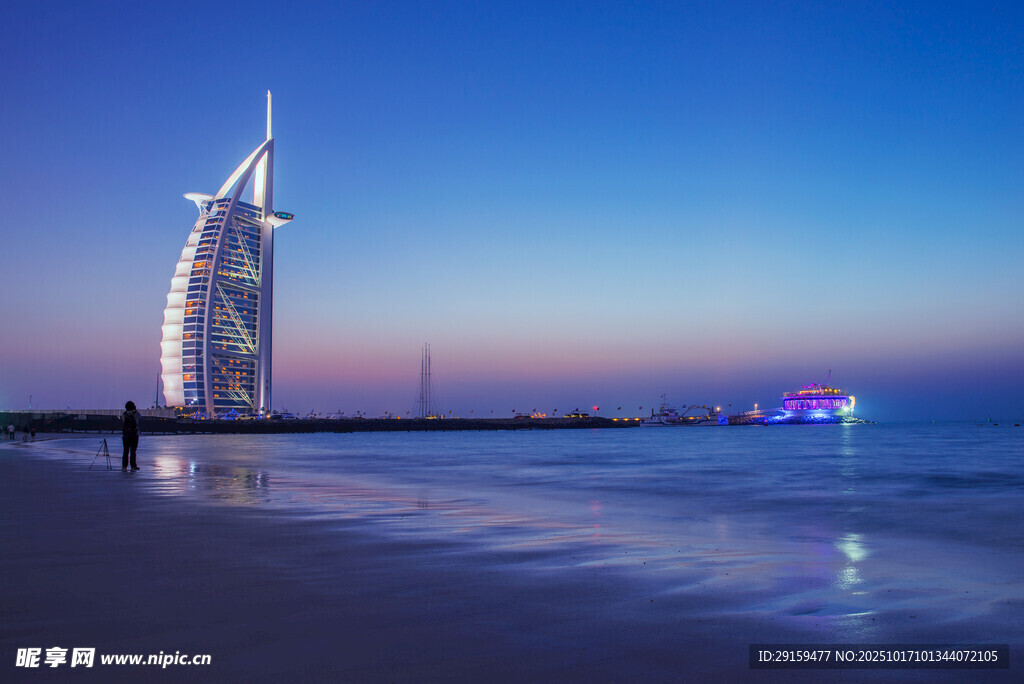 迪拜帆船酒店美丽夜景
