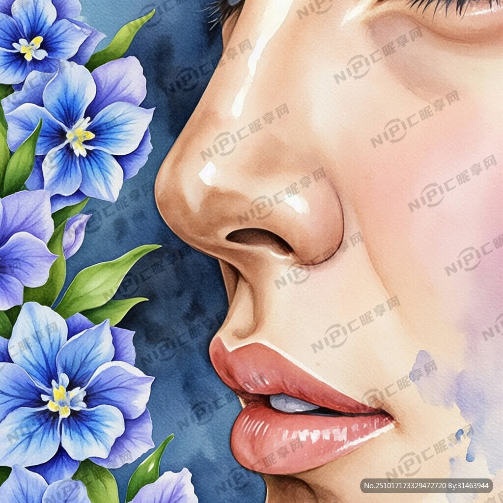 水彩风格 漂亮鼻子的插画