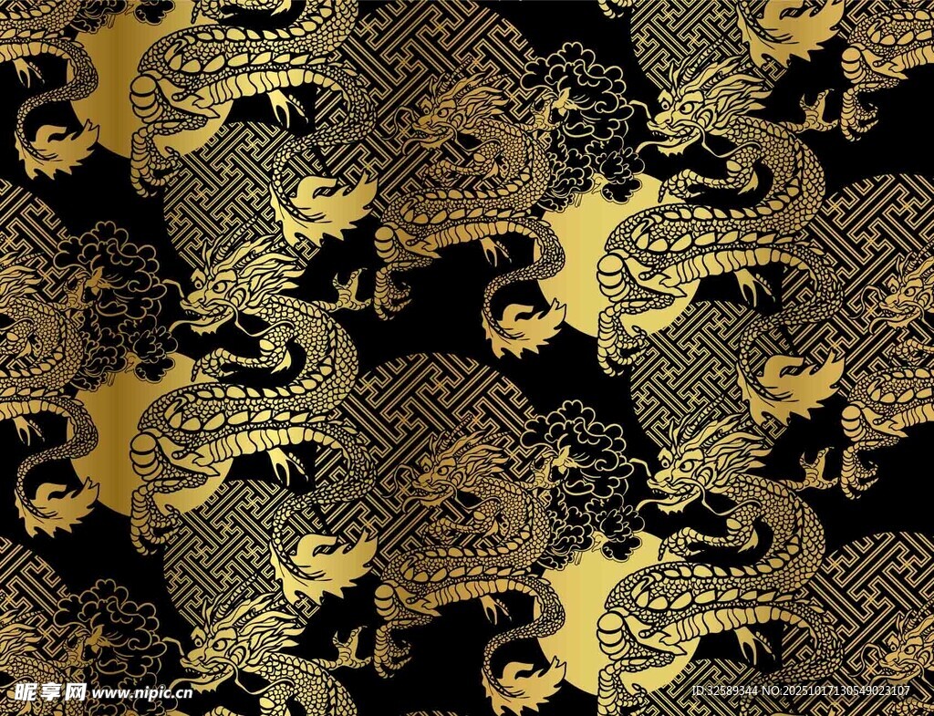 黑金奢华龙纹图案