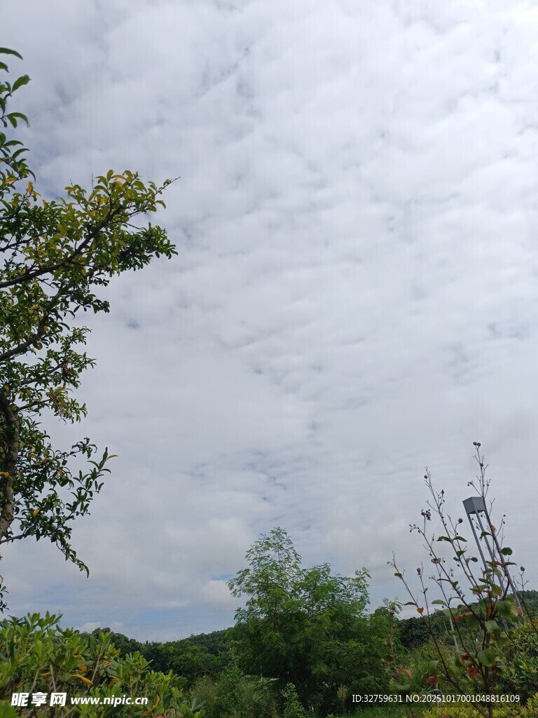 山林上空的多云景象