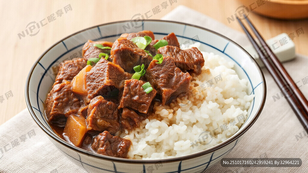 红烧牛腩饭插画